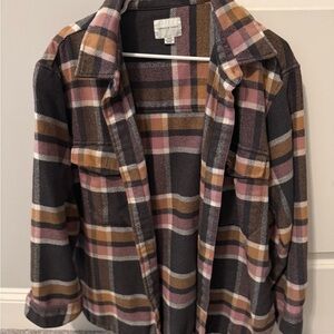 American Eagle Outfitters Women's Plaid Utility Jacket - Pink, Brown, Black